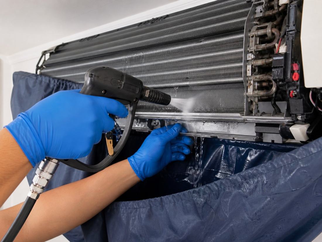 Representative image of split AC deep cleaning